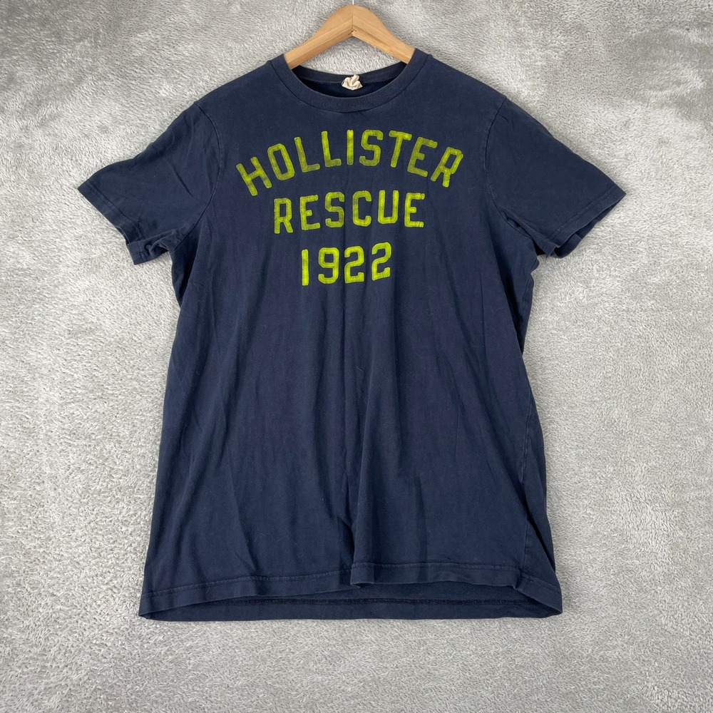 Vintage Hollister Rescue 1922 Shirt Mens XL Blue Distressed Surf Y2K Skater
